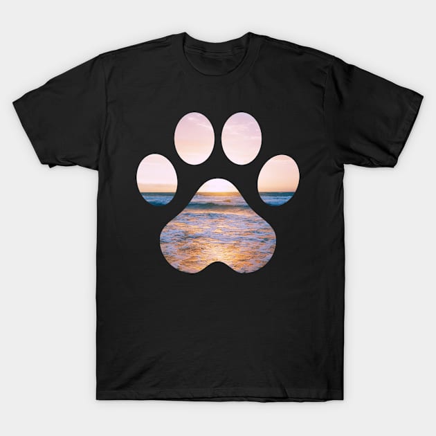 Beach Dog Paw T-Shirt by MilotheCorgi